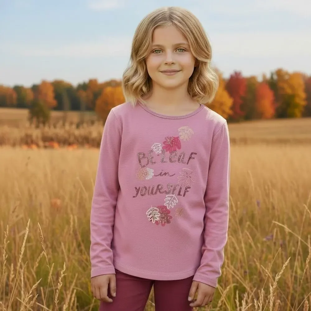 Carter's Girls 14 Be-Leaf in Yourself Longsleeved Keyhole Twist Tee